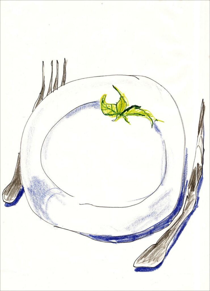 Œuvre d'Aleksandra Mir : illustration d'une assiette