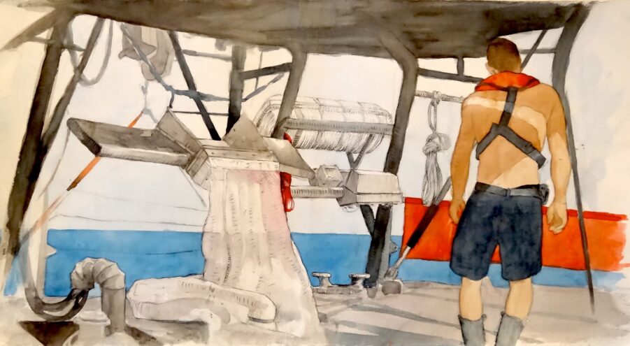 Œuvre de Christian Revest : peinture de Mathieu et le manta