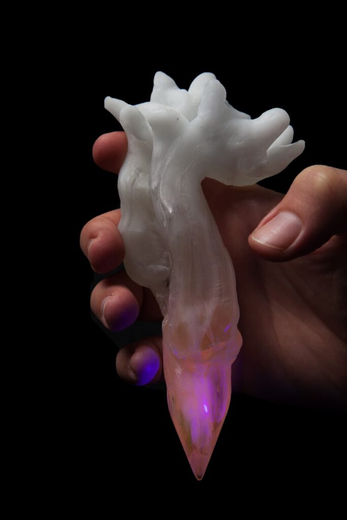 Œuvre Noémie Sauve : Dague de cristal en blanchissement de corail