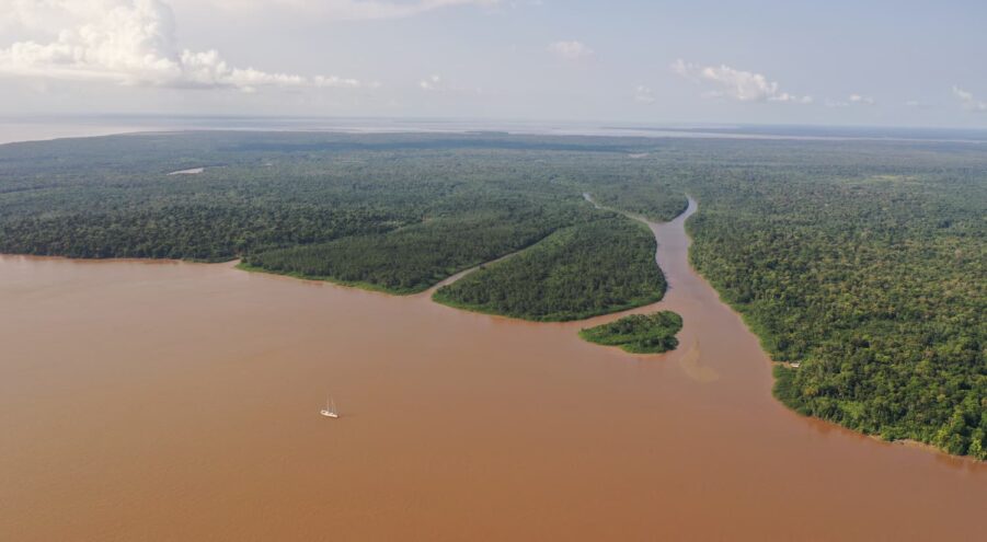 Mouth of the Amazon River - aerial photo taken by a drone