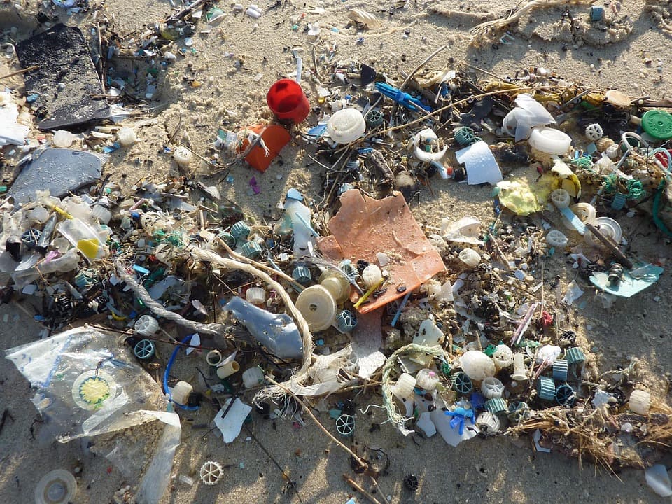 Pollution plastique sur une plage