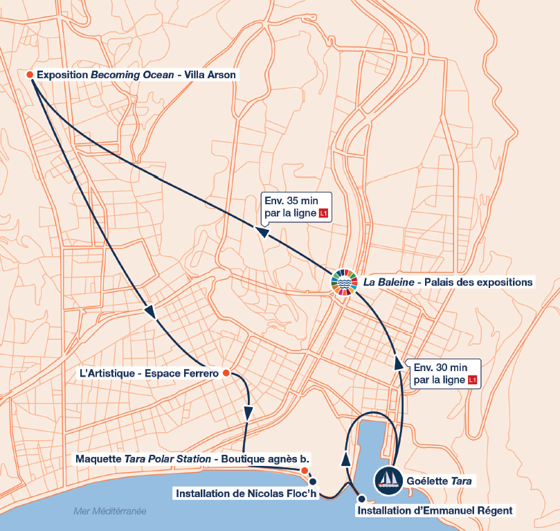 Carte du Parcours UNOC proposé par la Fondation Tara Océan