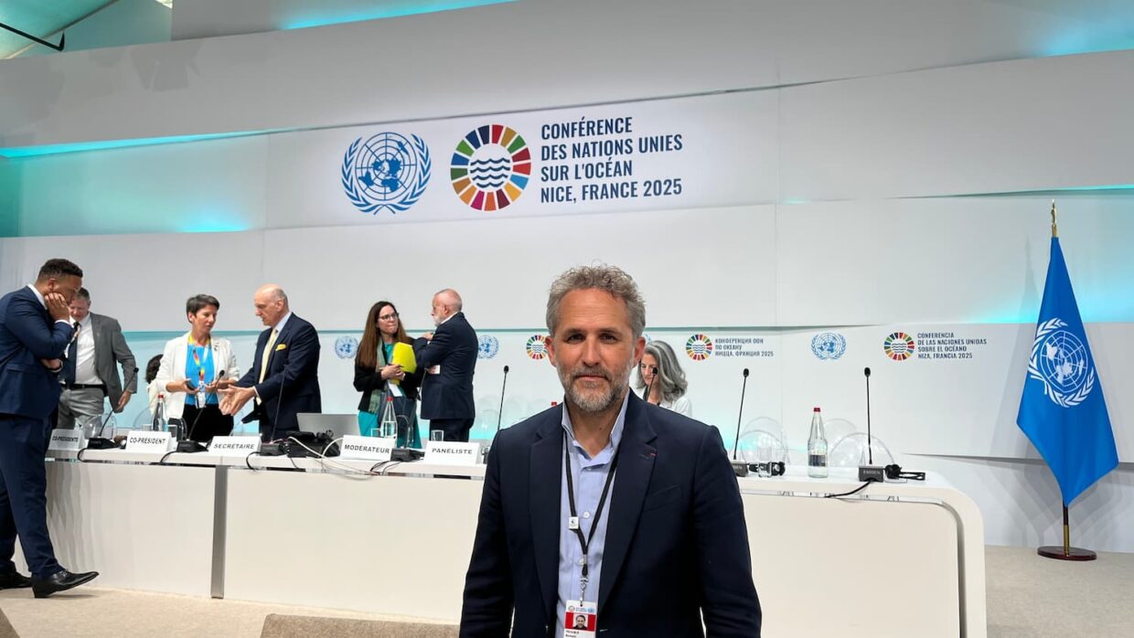 Romain Troublé, CEO of the Foundation, advocating for an ambitious plastic treaty during the Ocean Panel at UNOC. © Tara Ocean Foundation