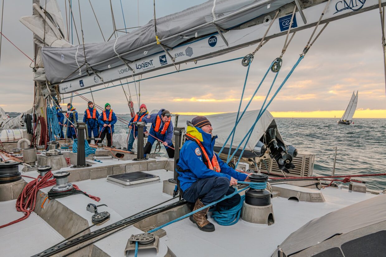Equipage en action sur la goélette Tara © Gabriela Guberman - Fondation Tara Ocean